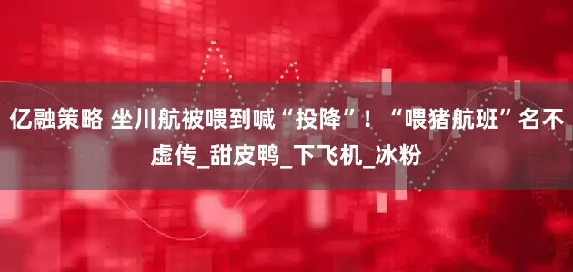 亿融策略 坐川航被喂到喊“投降”！“喂猪航班”名不虚传_甜皮鸭_下飞机_冰粉